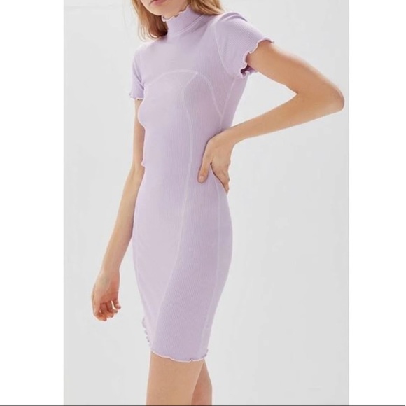 NWT Urban Outfitters Erin Contrast Stitch Mock-neck minidress - Picture 2 of 7